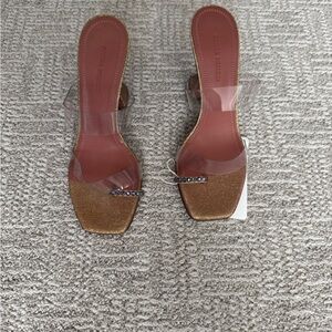Amina Muaddi Sandal - Size 36 - Metallic/Transparent Glitter